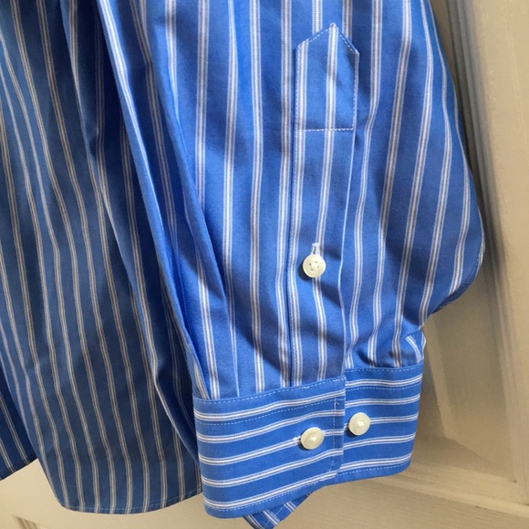 FINAL MARKDOWN Kirkland Signature Blue Striped Dress Shirt 17/33 - Picture 7 of 9